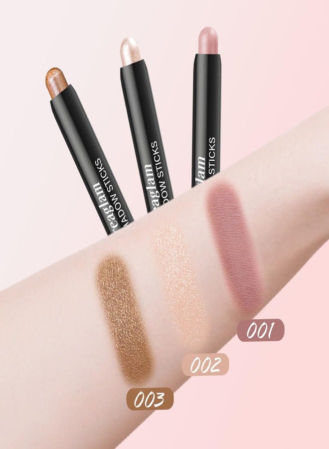 Creaglam Eyeshadow Stick 3Pcs Set, Waterproof & Crease-Proof, Easy Blendable Makeup Pencil for Beginners, Color Includes Matte Dusty Pink & Shimmer Peach & Fenugreek, 1.9g Each Stick - Image 5
